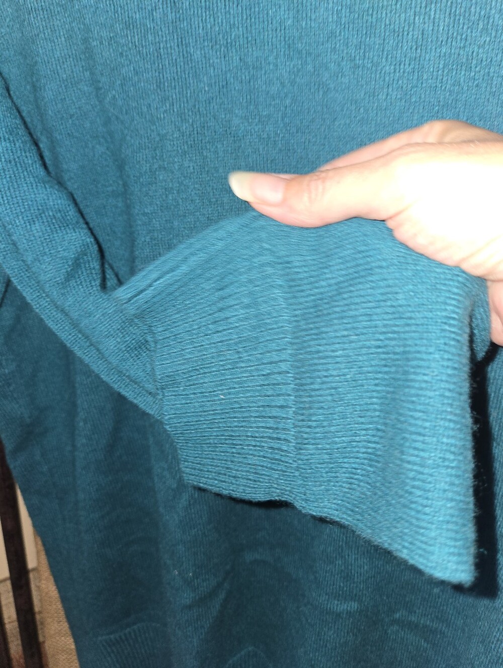NWOT The Commons 100% Cashmere Peacock Green Sweater Size Large - Picture 6 of 11